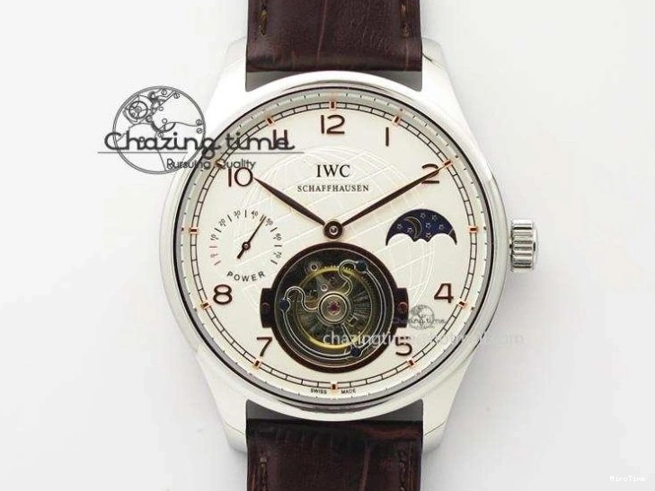 MIROTIME 0421 Portuguese IW5444 SS White Dial Blue Numbers On Blue Leather Strap A Modern 7258